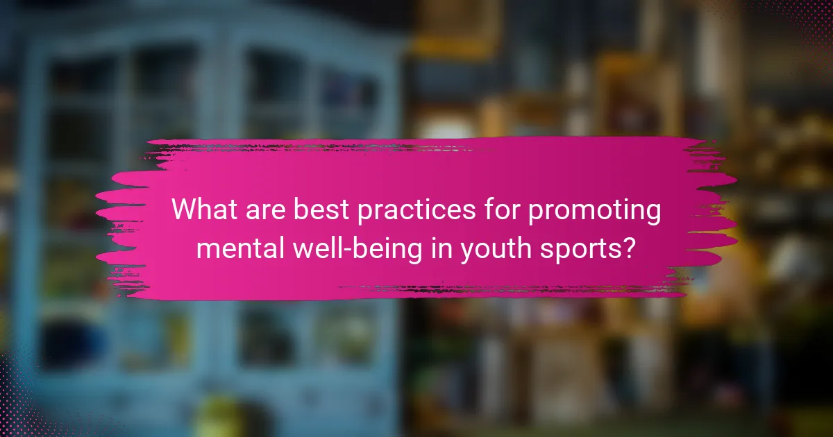 What are best practices for promoting mental well-being in youth sports?