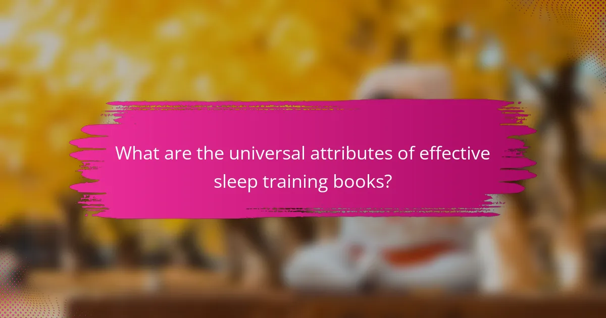 What are the universal attributes of effective sleep training books?