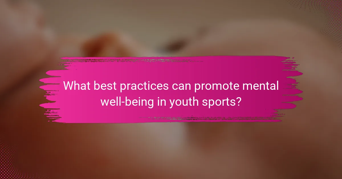 What best practices can promote mental well-being in youth sports?