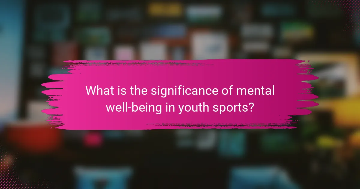 What is the significance of mental well-being in youth sports?