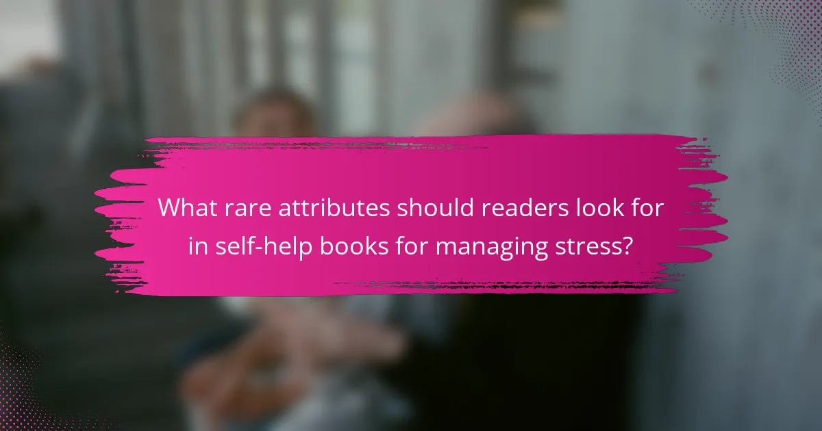What rare attributes should readers look for in self-help books for managing stress?